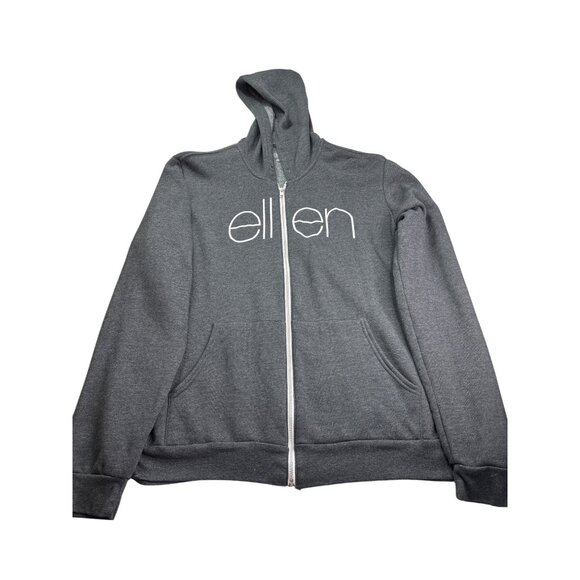 Ellen DeGeneres Show Gray Zip Up Hoodie Sweatshirt Size L Missing Drawstring - Picture 1 of 6